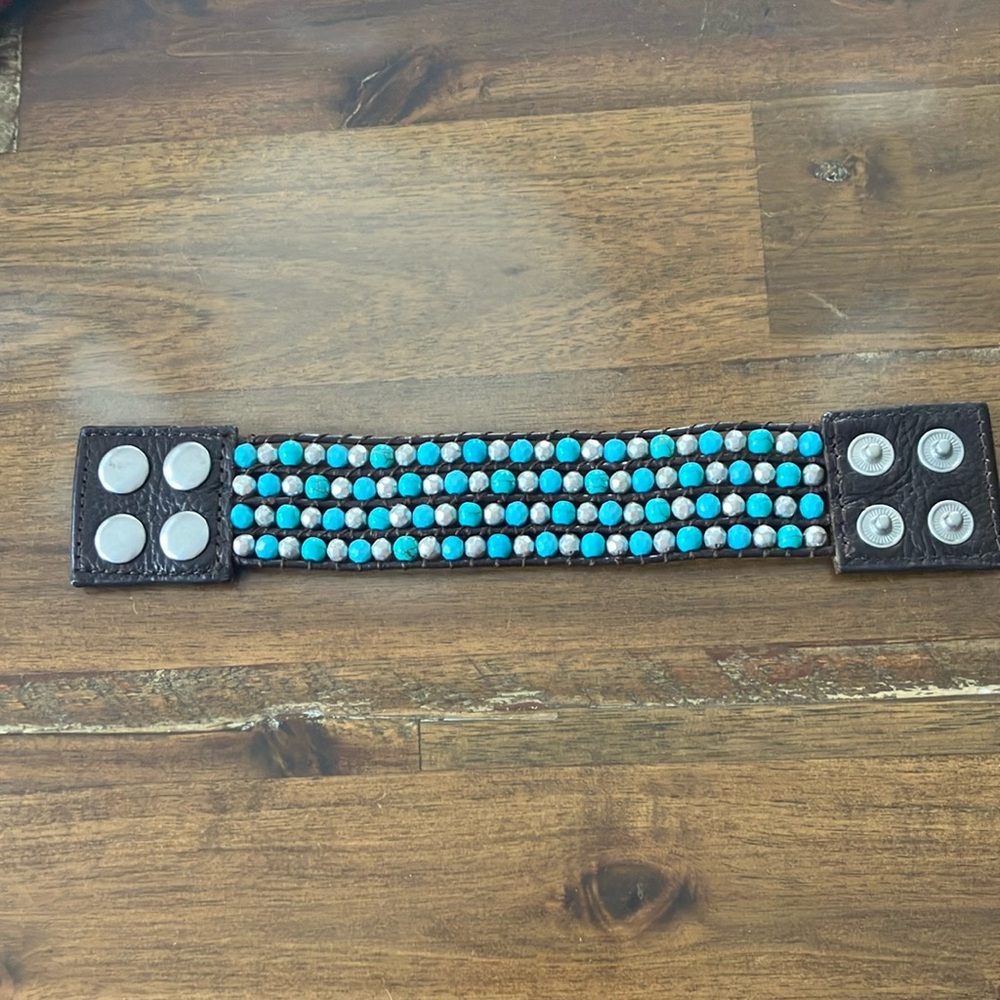 Turquoise Beaded Bracelet with Snap Closure